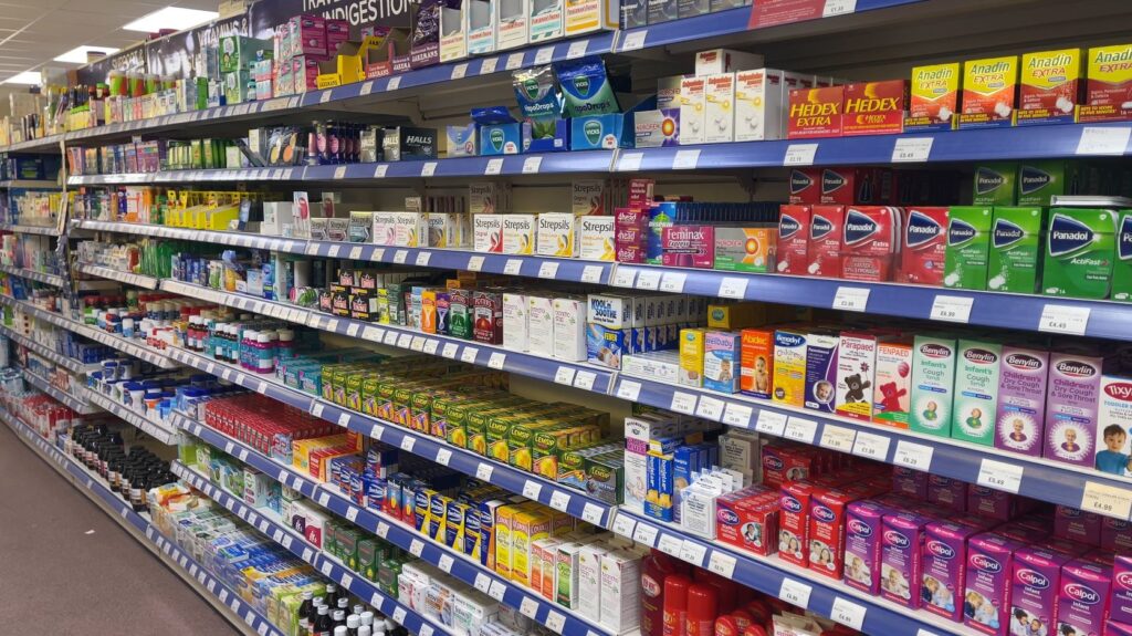 A shop shelf in Stanley